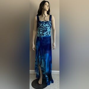 Blue green swimwear sarong cover up